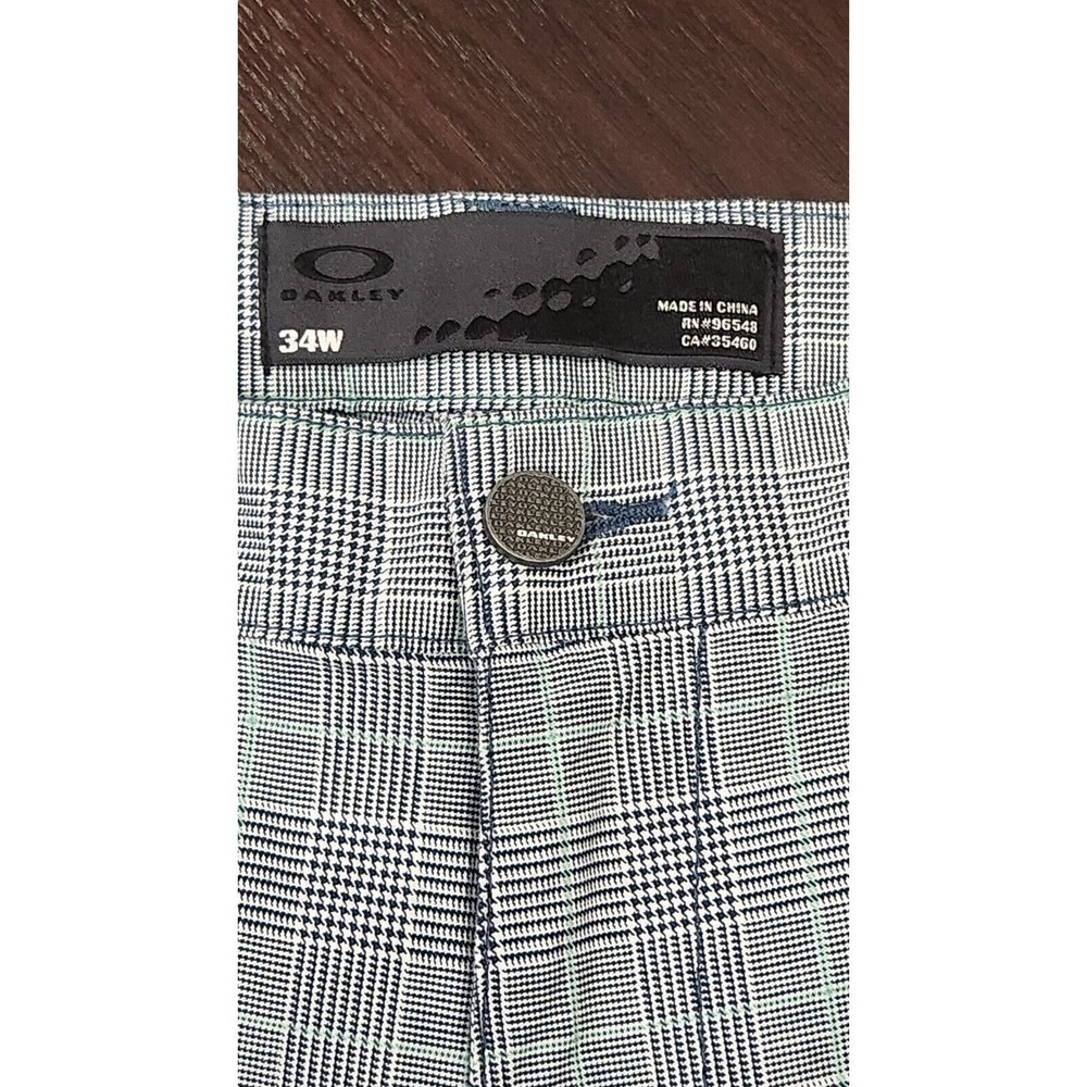 Oakley Pants Mens 34W‎ Grey Plaid Straight Leg Golf Casual Slacks Trousers - Picture 4 of 10